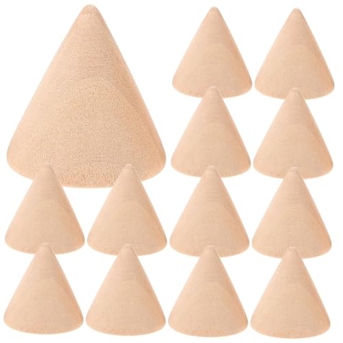 EPIGEIST 10 Stück Ornamente Stichworte Formen Modellieren Größe Handwerk geformt Schmuckringhalter kleiner Holzkegel holz DIY Präsentationskegel aus Holz Einweg-Holzkegel Bambus von EPIGEIST