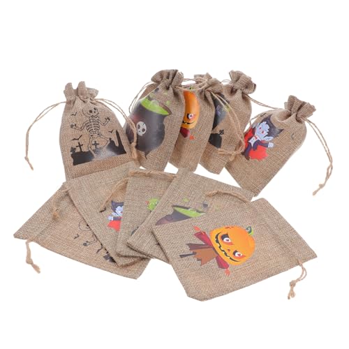 EPIGEIST 10 Stück Teiliges Halloween Geschenktüten aus Baumwoll Leinen Robuste Kordelzug Beutel mit Halloween Motiven für Süßigkeiten Partygeschenke Wiederverwendbar Dekorativ und Praktisch von EPIGEIST