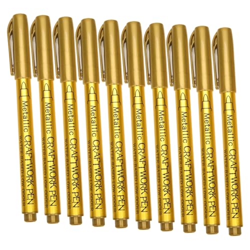 EPIGEIST 10 Stück Teiliges Metallic Paint Marker Stifte Schnelltrocknende Ölbasierte Textilstifte mit Feiner Spitze Langlebig und Glänzend für Stoff DIY Kunstprojekte und Basteln von EPIGEIST