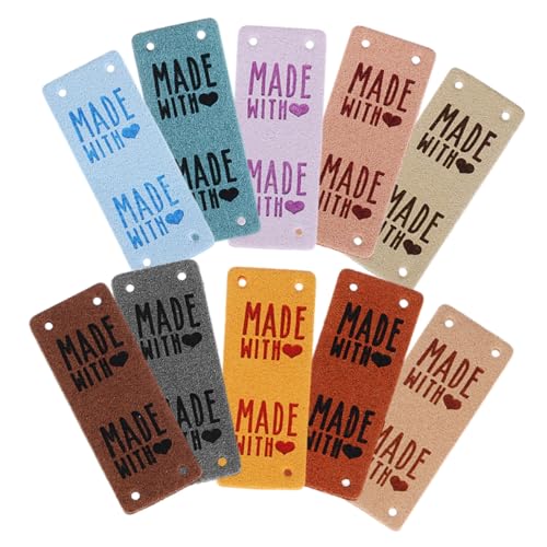 EPIGEIST 10 Stück Teiliges PU Leder Label zum Annähen Handgefertigte Bunte Stoffetiketten Flexible Quilt und Nähetiketten für DIY Kleidung Taschen Hüte Schuhe Bastelzubehör von EPIGEIST