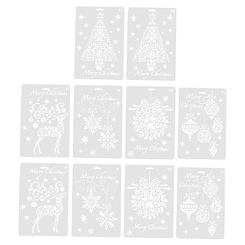 EPIGEIST 10 Stück Teiliges Weihnachtsmalvorlagen Kunststoff Wiederverwendbare DIY Schablonen mit Vielseitigen Motiven und Langlebig für Kreative Weihnachtsdeko von EPIGEIST