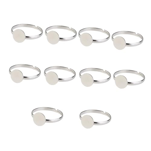 EPIGEIST 10 Stück Verstellbare Ringrohlinge Silberne Ringbasis ohne Nickel Lünette DIY Schmuckzubehör für Fingerringe Basteln von EPIGEIST