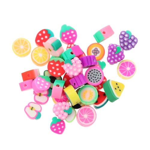EPIGEIST 100 Stück Bunte Polymer Clay Fruit Beads zum Auffädeln Handbemalte Spacer Perlen für DIY Schmuckherstellung Armband Halskette Basteln Kreative Bastelperlen von EPIGEIST