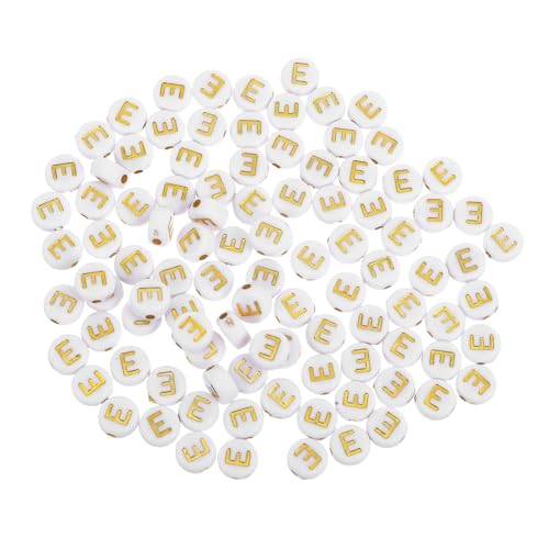 EPIGEIST 100 Stück Runde Acrylperlen, Buchstaben: Buchstabe E, Alphabet Für Schmuck, Bastelzubehör, Diy-armbänder, Charms Für Halsketten, Schlüsselanhänger von EPIGEIST