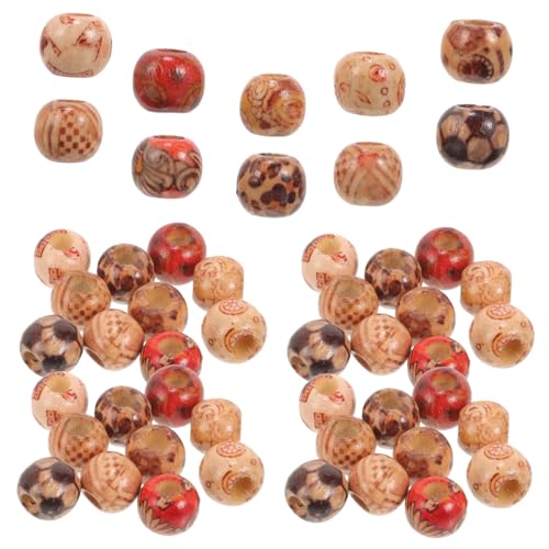 EPIGEIST 100 Stück Vintage Holzperlen Set Runde DIY Perlen Massivem Holz für Schmuckherstellung Armbänder und Gemischtes Paket von EPIGEIST