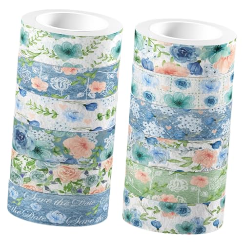 EPIGEIST 12 Rollen Aquarell Washi Tape mit Blauem Rosenmuster Dekoratives Klebeband für Scrapbooking DIY Kunsthandwerk Handabreißbar Wiederverwendbar für Geschenke Tagebücher und EPIGEIST 12 Rollen Aquarell Washi Tape mit Blauem Rosenmuster Dekoratives Klebeband für Scrapbooking DIY Kunsthandwerk Handabreißbar Wiederverwendbar für Geschenke Tagebücher und von EPIGEIST