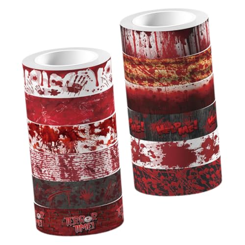 EPIGEIST 12 Rollen Halloween Washi Tape Bloody Dekoratives Klebeband DIY Scrapbooking Kreppband Handbuch Tagebuch Basteln Zubehör Vielseitig Abreißbar für Fotoalbum und Geschenkverpackung von EPIGEIST