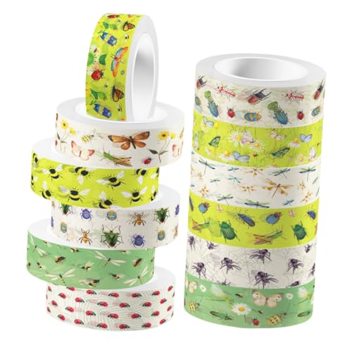 EPIGEIST 12 Rollen Teiliges Insekten Washi Tape Transparentes Scrapbook Klebeband mit Schmetterling und Libelle Selbstklebendes Bastelband für DIY Journaling Geschenkverpackung und von EPIGEIST