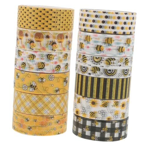 EPIGEIST 12 Rollen Washi Tape mit Bienenmotiven Dekoratives Klebeband für Scrapbooking DIY Projekte und Notizbücher für Bastelarbeiten und Kreative von EPIGEIST