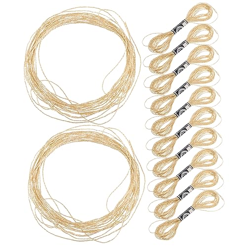 EPIGEIST 12 Stück Metallic Stickgarn Glänzender Handarbeitsfaden für DIY Manuelle Nähprojekte und Stickerei Gold von EPIGEIST