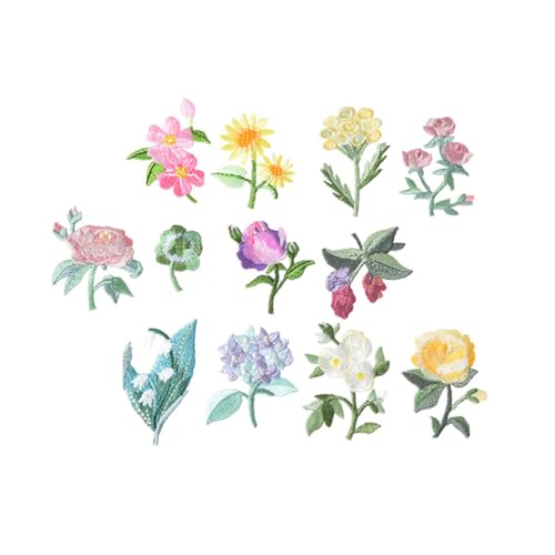 EPIGEIST 12 Stück Teiliges Blumen Stickapplikationen zum Aufnähen und Aufbügeln Bestickte DIY Stoffflicken für Kleidung Taschen Hüte und Reparatur Weiche Textur Vielseitige Dekoration von EPIGEIST