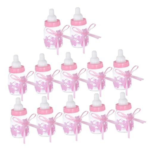 EPIGEIST 12 Stück Teiliges Kleine Transparente Babyflaschen Süßigkeitenboxen mit Schleife Nachfüllbare Shower Partygeschenke Vielseitige Behälter für Geburtstagsfeier und Dankeschön von EPIGEIST