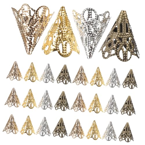 EPIGEIST 120 Stück DIY Schmuck Perlenkappen Blütenkappen Bastelperlen Zubehör für Armbänder Ohrringe Silbern Antik Bronze Gold Gold von EPIGEIST