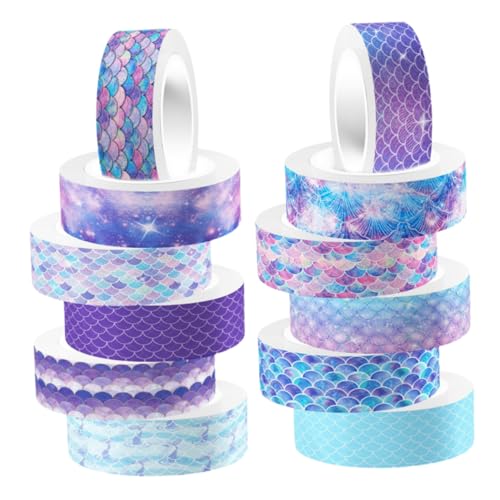 EPIGEIST 12Rollen Washi Tape Meerjungfrau Design Dekorative Klebebänder für Scrapbooking DIY Tagebuch Geschenkverpackungen Vielfältig Einsetzbar Selbstklebend Transparent von EPIGEIST