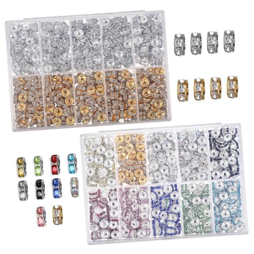 EPIGEIST 1400 Stück DIY Strass Spacer Perlen Set Bunte Rondelle Beads für Armbänder und Schmuckherstellung Gold Silber und Farbigen Perlen Vielseitig Einsetzbar von EPIGEIST