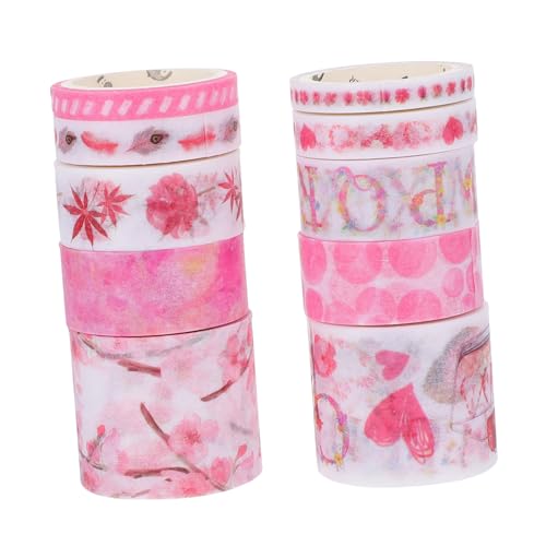 EPIGEIST 2 Boxen Handbuch-Aufkleber dekorativ Klebstoff retro für Wand schöner Papierstreifen Einklebeband aus Papier Scrapbooking-Klebeband klebriges Papierband hübsches Washi-Tape Rosa von EPIGEIST