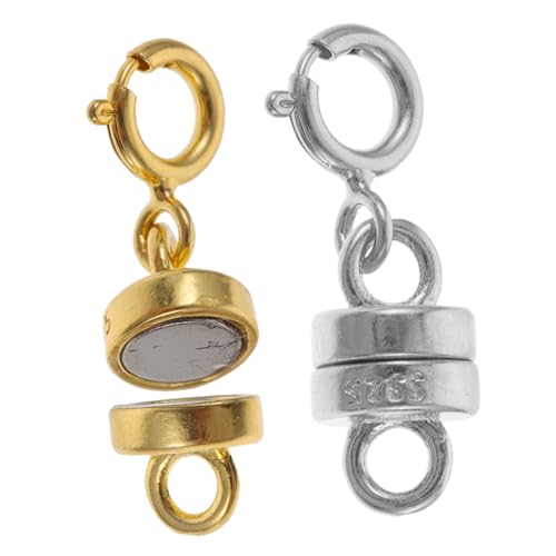 EPIGEIST 2 Paare Sterling Silber Verlängerungsketten Magnetverschlüsse Schmuckzubehör für DIY Armbänder Halsketten Langlebige Magnetische Kettenverlängerung in Weißgold und Gold von EPIGEIST