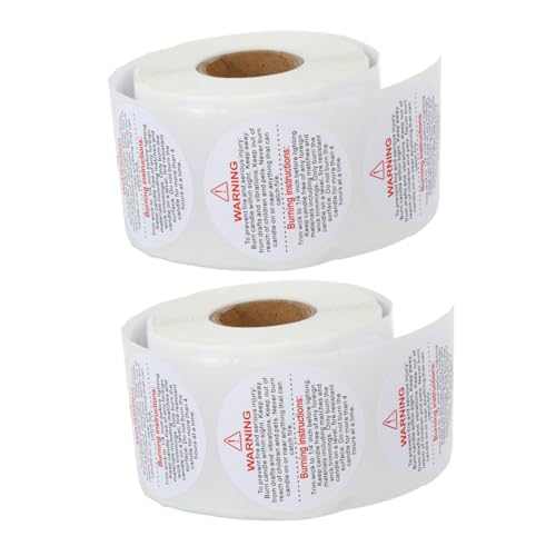 EPIGEIST 2 Rollen Candle Warning Labels Removable Safety Decals für Kerzengläser pro Langlebige Sichere Aufkleber für Kerzenbehälter und Wachsmelder von EPIGEIST