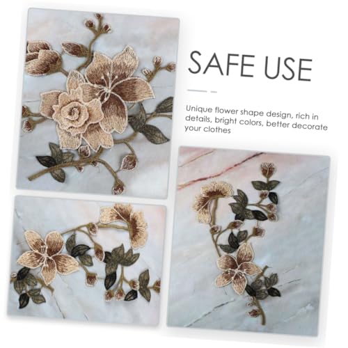 EPIGEIST 2 Sätze Blumen aufnäher zum Aufbügeln Bestickte Applikationen in Braun und Langlebige Polyester Patches für Kleidung Reparatur und Dekoration Geeignet für DIY Mode und Textilien von EPIGEIST