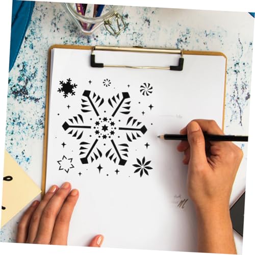 EPIGEIST 2 Sätze Wiederverwendbare Schneeflocken Schablonen Teiliges Große Weihnachtsmotive Malvorlagen für Fenster Kunsthandwerk Dekorationen Geschenkverpackungen Grußkarten DIY von EPIGEIST