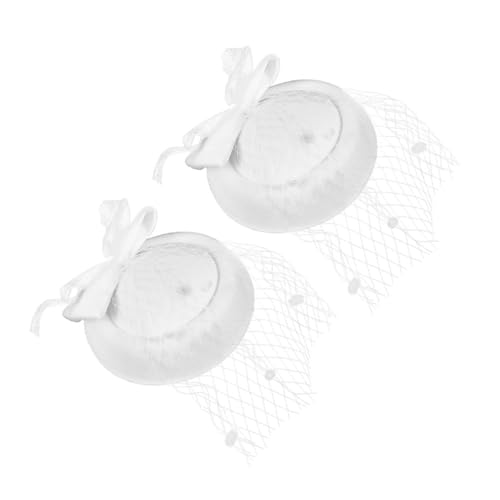 EPIGEIST 2 Stück Baserbühnenkopfschmuck Fascinator-hut Faschingsmütze Fascinator-hüte Banketthut Für Frauen Faszinatorstirnband Frauen Hochzeit Hut Facinators Hüte Für Damen Weiß Wolle von EPIGEIST