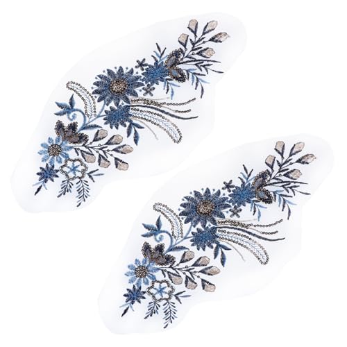 EPIGEIST 2 Stück Bestickte Jeans Applikationen mit Pailletten blumen aus Spitze Handgefertigte Stoffflicken zum Aufnähen DIY Kleidung Dekoration für Vielseitige Textilien von EPIGEIST