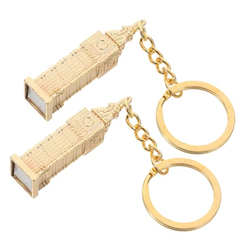 EPIGEIST 2 Stück Big Ben Schlüsselanhänger Modeschlüsselkette Dekoration Für Schlüssel Handgefertigter Schlüsselanhänger Mit Anhänger Handtaschen-anhänger-charms Golden Zinklegierung von EPIGEIST