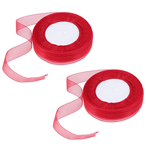 EPIGEIST 2 Stück Chiffon-Band Dekorationen heiraten Gegenwärtig Party machen Streifen Organzaband aus Chiffon Blumenband Bandverzierungen Geschenkband festliches Band rot von EPIGEIST