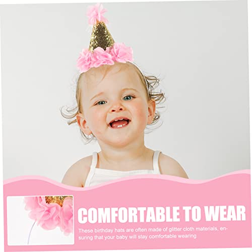 EPIGEIST 2 Stück Glitzer Partyhüte für Mädchen Geburtstagskegel mit Blumenmuster Geburtstag Feier Dekorative Prinzessin Hüte Kindergeburtstag Partyzubehör von EPIGEIST