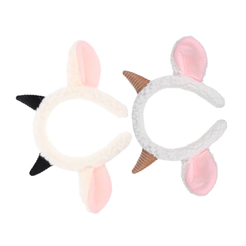 EPIGEIST 2 Stück Lammhorn Ohr Stirnband Ochsenhorn Stirnbänder Tierkopfbedeckung Ziegenohren Cosplay Tierohren Haarschmuck Horn Cosplay Tierohren Haarband Widderhörner von EPIGEIST