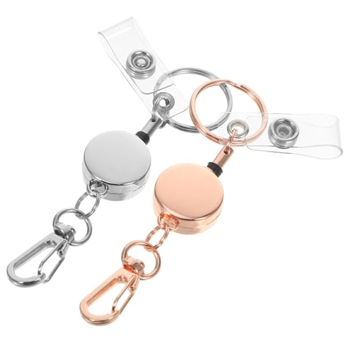 EPIGEIST 2 Stück Metall Schlüsselanhänger Ausziehbar Robuster Badge Holder mit Universalclip Teleskopischer Schlüsselanhänger für Ausweise Namenskarten für Büro Praxis Schule Praktisch und von EPIGEIST