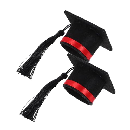 EPIGEIST 2 Stück Mini Doktorhut Flaschenaufsatz Niedliche Abschlusskappe mit Quaste Dekorativ für Wein und Getränkeflaschen Partydekoration für Graduation Bars Clubs und Feiern von EPIGEIST