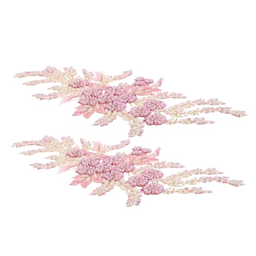 EPIGEIST 2 Stück Nähen Sie die Blumenfleck mit Paillettennetz Blume Pailletten -Applique -Patch Sticked Stoff Spitzenapparat Stickerei-Spitze-Blumenapplikation Polyester Rosa von EPIGEIST