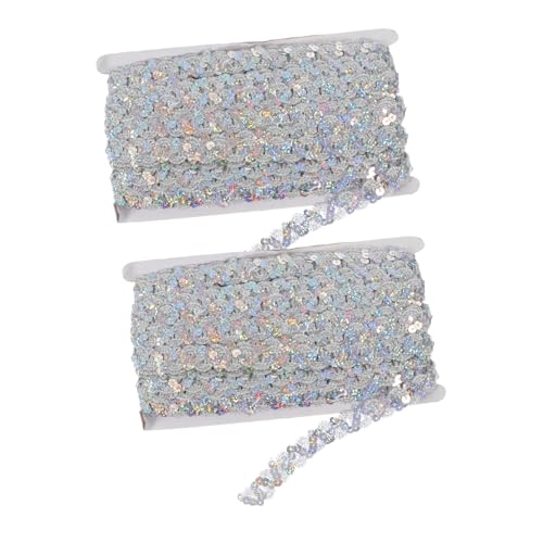 EPIGEIST 2 Stück Perlen mit Paillettenstreifen hochzeitsdeko seidenband Spitzenband zum Basteln Glitzer-Pailletten-Spitzenband DIY Kleidungsstück Zubehör dekorative Paillettenspitze Silver EPIGEIST 2 Stück Perlen mit Paillettenstreifen hochzeitsdeko seidenband Spitzenband zum Basteln Glitzer-Pailletten-Spitzenband DIY Kleidungsstück Zubehör dekorative Paillettenspitze Silver von EPIGEIST