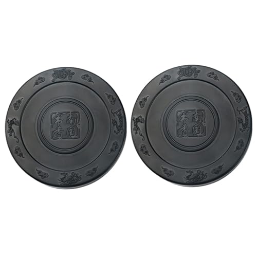 EPIGEIST 2 Stück Praktisches Teiliges Kalligraphie Inkstone aus Langlebigem Kunststoff mit Deckel Tragbarer und Leichter Zeichentusche für Studenten und Künstler Geeignet für Tuschemalerei von EPIGEIST