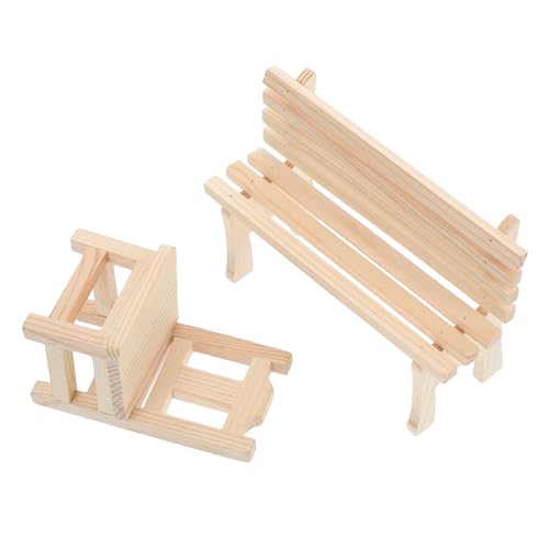 EPIGEIST 2 Stück Puppenhausbank Miniatur-parkmöbel Spielhaus Kleine Parkbank Puppenhauszubehör Mini-puppenhaus- Mini-puppenhaus-zubehör Miniaturhauszubehör Modell Bank Holz Beige von EPIGEIST