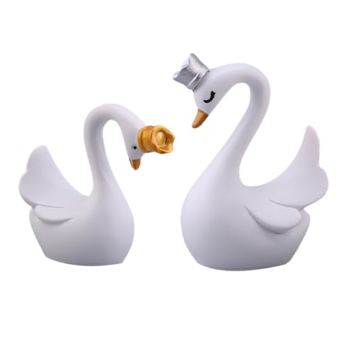EPIGEIST 2 Stück Schwan-ornamente Party Swan Cake Toper Schwäne Kuchendeckel 3d-schwan-modell Geburtstagstorte Topper Harz Weiß von EPIGEIST