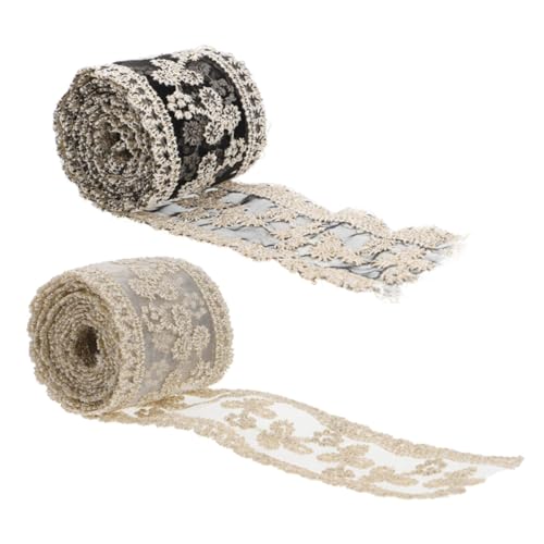 EPIGEIST 2 Stück Teiliges Besticktes DIY band mit Blumenmuster Goldener Faden Handgefertigtes Geschenkband für Kopfschmuck Hochzeit Party Geburtstagsdekoration Langlebiges Bastelzubehör von EPIGEIST
