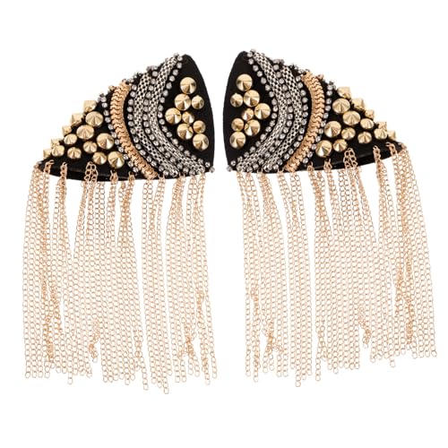 EPIGEIST 2 Stück Vintage Schulterklappen mit Quasten und Nieten Schwarze Basis mit Goldener Kette Punkige Schulterapplikation für Kostüme und Bühnenoutfits EPIGEIST 2 Stück Vintage Schulterklappen mit Quasten und Nieten Schwarze Basis mit Goldener Kette Punkige Schulterapplikation für Kostüme und Bühnenoutfits von EPIGEIST
