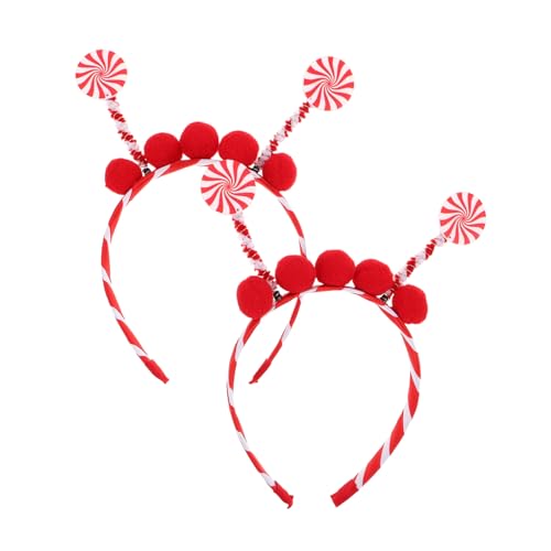 EPIGEIST 2 Stück Weihnachts Haarreifen Lollipop Pompom Candy Cane Stirnband Festliche Kostüm Accessoires für Halloween und Weihnachtsfeiern von EPIGEIST
