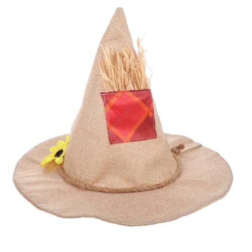 EPIGEIST 2 Stücke Hexenhüte aus Jute und Stroh mit Sonnenblumenmotiv Halloween Vogelscheuche Kostüm Hüte Bequeme Kopfbedeckung für Herbstfest Erntedank-party Cosplay für Erwachsene von EPIGEIST