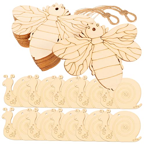 EPIGEIST 20 Stück DIY-Anhänger verfilzt gefilzte Wolltiere Bienenanhänger zum Basteln dekoration weihnachten türdeko weihnachten Ausschnitte Malerei Ornament holzförmige Ausschnitte von EPIGEIST