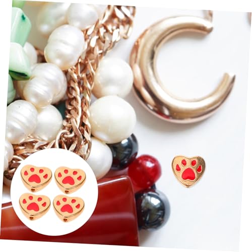 EPIGEIST 20 Stück DIY Schmuckperlen aus Zinklegierung Herzform Glatte Spacer Beads für Armbänder Halsketten Basteln Kleine Rote Perlen für Schmuckherstellung und Dekoration von EPIGEIST