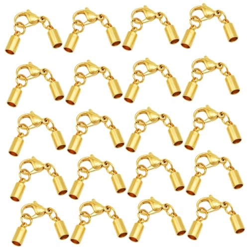 EPIGEIST 20 Stück Teiliges Lederband Verschluss Stabiler Schmuck Clip mit Loch Einfacher Hummer Karabiner für Armband Halskette DIY Schmuckherstellung Goldfarben von EPIGEIST