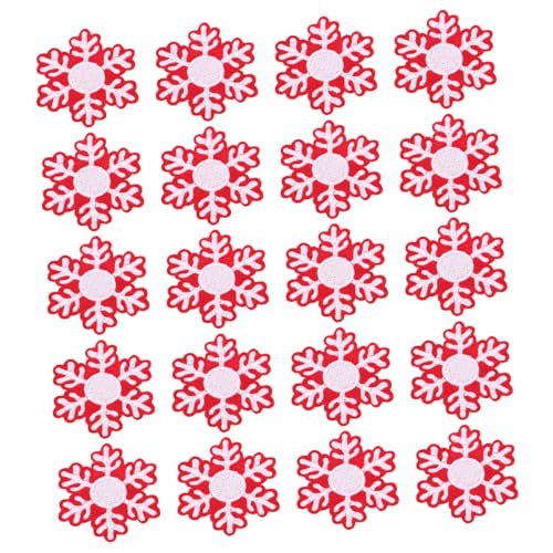 EPIGEIST 20 Stück Teiliges Schneeflocken Patch mit Kleberückseite Handgefertigte Rote und Weiße Winterapplikationen zum Aufbügeln oder Aufnähen Vielseitige DIY Dekoration für Kleidung Hüte von EPIGEIST