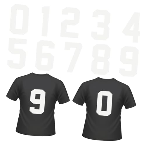 EPIGEIST 20 Stück Teiliges Weiße Bügelzahlen zum Aufbügeln Waschbare DIY Textilaufkleber für T shirts Einfache Anwendung mit Haushaltsbügeleisen oder Transfermaschine für Kleidung von EPIGEIST
