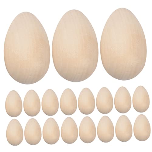 EPIGEIST 20 Stück Unlackierte Holz Eier für DIY Ostern Deko Simulationseier Bastelset für Erwachsene zum Bemalen und Dekorieren von EPIGEIST