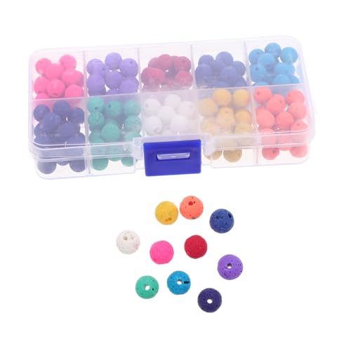 EPIGEIST 200 Stück Bunte Vulkanstein Perlen Aufbewahrungsbox DIY Schmuck Bastelperlen zum Auffädeln Armband Halskette Charms Kreative Halbedelsteinlocher von EPIGEIST