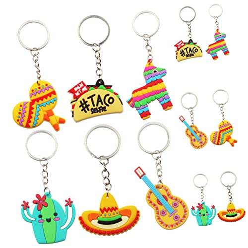 EPIGEIST 24 Stück Teiliges Mexikanisches Schlüsselanhänger Langlebig Buntes Fiesta Design Leichte Anhänger als Partygeschenk und Dekoration für Mexikanische Themenpartys von EPIGEIST