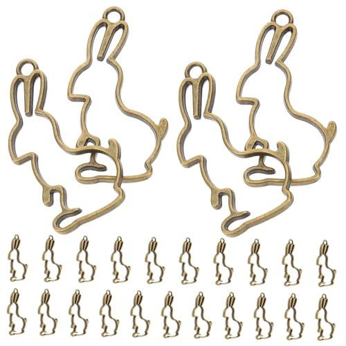 EPIGEIST 25 Stück Teiliges Hasen lünette Anhänger aus Metall Offene Rahmen für DIY Schmuckherstellung Kleine Dekorative Charms für Armbänder Leichte Epoxidharz Schmuckzubehör von EPIGEIST